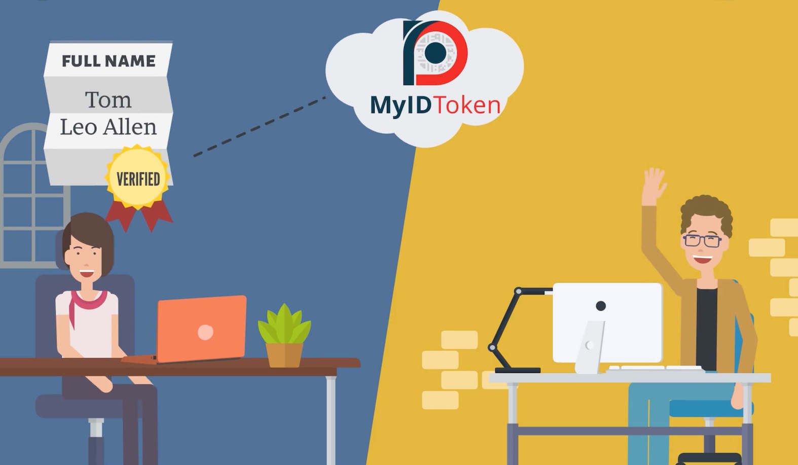 The ID token reveals the sender's verified real name once.